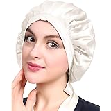 Amazon Co Jp Labonida 19匁 ナイトキャップ 100 シルク 三角 お休みキャップ 就寝用帽子 枝毛防止 リボン付き 調整可 服 ファッション小物