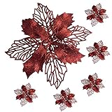 ポインセチアDecorations – Largeポインセチア花withクリップ – レッドフローラルOrnaments – 6 "レッドPoinsettias – 人工Poinsettias 6 レ