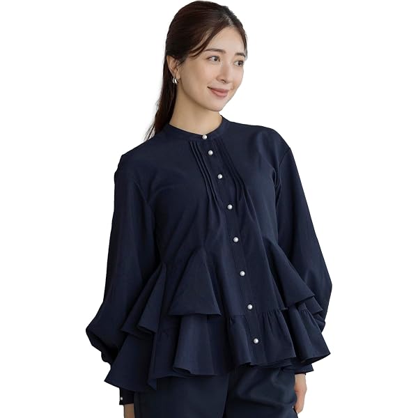 Amazon.co.jp: [ソーノ] DRY POPLIN ダブルフリルケープフレアブラウス
