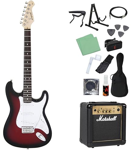 【新品 保証書付】Legend LST-Z BK 【送料込】ビギナーセット LEGEND LST-Z BKBK エレキギター 初心者14点セット 【充電式