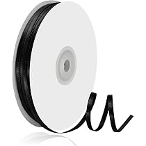 Amazon.co.jp: 両面サテンリボン 黒 幅3mm 約91メートル 極細 縦長100