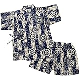 ボーイズ|ベビー|浴衣|甚平[くろわっさんす べべ]ベビー甚平|甚平上下セット|和傘|番傘柄|和柄|日本製生地|男の子|男児|ボーイズ 80cm ネイビー