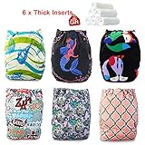 iZiv新生児6厚いおむつ付きオーガニック幼児防水/調整/再利用可能/洗えるポケット布おむつのフィット赤ちゃん0.5-3歳（カラー 10）