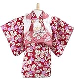 きもの京小町 ベビー キッズ 被布セット 着物 女の子 和装 ベビー服 80cm 1歳 赤色 桜 手鞠 疋田