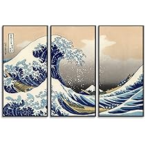 Amazon.co.jp: 葛飾北斎 アートパネル 3枚セット 飾り絵 神奈川沖浪裏