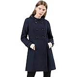 Allegra K Women's Stand Collar Double Breasted Slant Pockets Trendy Outwear Winter Coat