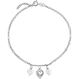 Multi Flat Puff Station Dangle Hearts Charm Anklet Ankle Bracelet For Women Teen Beaded Ball Figaro Chain Rose Yellow Gold Ve