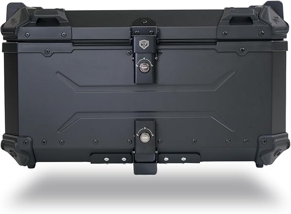 【選ばれる、理由がある。安心の日本企業。】【 65L 】 ONE STEP リアボックス トップケース パニアケース 大容量 アルミ製 取付ベース付属 フルフェイス対応 バイクボックス (ALL BLACK 65L) - 1