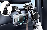 2025 スマホホルダー 車 マグセーフ magsafe iPhone 16 15 14 13 12 後部座席用 曲げられるアーム スマホホルダー 車 マグネット 3個付きヘッドレスト フック 財布 バッグ 鍵 傘 帽子 ヘッドフォン Purse 用（1個） U.S. Kitchen Supply1239 (2)