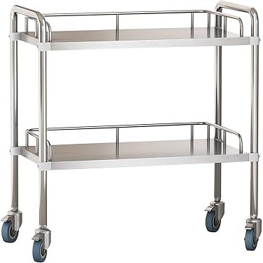 医療 ステンレスワゴン カート 2段 キャスター 昭和レトロ Amazon.co