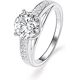 Engagement Rings for Women Promise Moissanite Ring 14K Plated Sterling Silver Center 1.5ct Round Brilliant Cut D Color for Yo