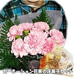 ピンクのカーネーションの花束１０本と洋菓子セット お誕生日敬老の日