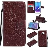 Samsung Galaxy Note 5 ケース 高品質 PU手帳型 耐摩擦 全面保護ケース カード収納 スタンド機能 財布型 Samsung Galaxy Note 5 用 ケース (P4 ブラウ