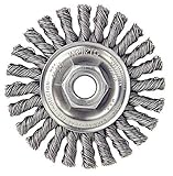 Weiler Dualife Wire Wheel Brush, Threaded Hole, Stainless Steel 302, Full Twist Knotted, 4" Diameter