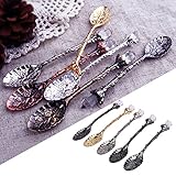 Dagly(TM) の5pcsキッチンツールの高級クリスタルヘッドレトロ合金スプーンアイスクリームデザートスプーンスクープミニメタルコーヒーハニースプーン