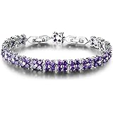 GULICX Fashion Tennis Bracelet Swarovski Elements Crystal Round Crystal Red Bracelet Gold Plated