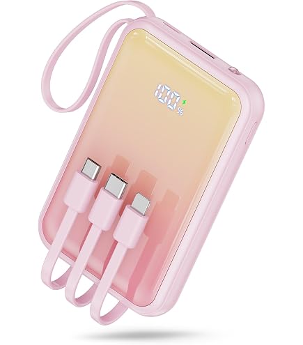 Amazon | モバイルバッテリー 大容量【超小型サイズ・4本ケーブル内蔵
