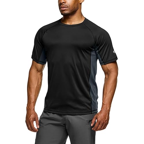 [テスラ] ラッシュガード メンズ 半袖 水陸両用 スイムシャツ 吸汗速乾 UVカット 軽量 通気性 フラットシーム仕様 大きいサイズ (1サイズ ダウン)