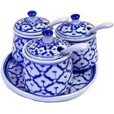 青白陶器 調味料入れ タイ料理 アジアン料理 タイ雑貨 [並行輸入品]