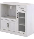 Amazon｜レンジ台 カップボード 食器棚 ホワイト キッチン家電収納