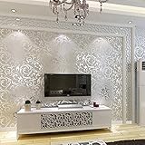 ラグジュアリーエンボステクスチャパターンペインタブル壁紙ロール ヴィンテージデザイナーモダン ダマスカスの壁紙 家の装飾粘着性の壁の壁画0.53m10m =5.3㎡ (灰色の色)
