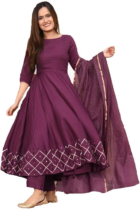 GoSriKi Women's Rayon Anarkali Kurta 