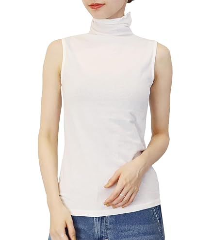 Amazon.co.jp: カップ付き タンクトップ レディース ハイネック