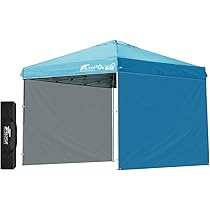 FIELDOOR ワンタッチタープテント サイドシート3枚付属、ウェイト４個付き Amazon | FIELDOOR ワンタッチタープテント 【4点ロック/スチール