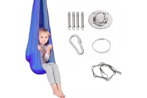 Sensory Swing 子供用 屋内 調節可能 セラピースイング 特別支援 (ハードウェア付属) 自閉症 ADHD 感覚統合用 (ブルー)