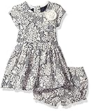 Pippa & Julie Baby Girls' Short Sleeve Dress and Diaper Cover Navy/Off-White 18 Months [並行輸入品]
