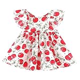 Chaufly ベビースカート 子供服 女の子ノースリーブ 可愛い Aライン ドレス 洋服 超柔らかい 人気 記念撮影 プレゼント 夏 蝶結び果物柄