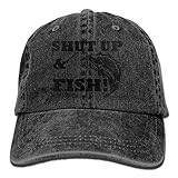 大人 デニム キャップシャット・アップ・フィッシュ 魚 今季最新 ヒップホップ キャップ UVカット 紫外線対策 日よけ 小顔効果 プリント付き 無地 ブラック