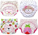 3層と少年少女の幼児の子供 4枚の赤ちゃんのトイレ　トレーニングパンツ (女の子　90サイズ)