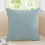 TUKUMO（つくも） クッションカバー 無地 リネン風 丈夫 45×45 50×50 正方形 おしゃれ 北欧 モダン かわいい シンプル カフェ 洗濯機 丸洗い (スカイブルー, 45cm×45cm)