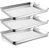 16 Inch Stainless Steel Baking Sheets Set of 3,Baking Pan Tray for Oven | Large Size & Rectangle, Mirror Finished & Dishwashe