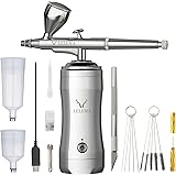 Amazon Aurochs エアブラシ コンプレッサー セット Ver 2 5sp 充電式 ダブルアクション 自動電源 On Off 口径0 3mm エアアジャスト 重力式 エアーブラシ ハンドピース 一体型 小型 軽量 日本語説明書付き Diy プラモデル 絵画 ネイル ペイント オーロックス シルバー