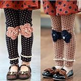 子供服キッズ服キッズレギンスキッズストレッチパンツ膝に可愛いニット花付き　ドット柄デザイン 全2色100cm 110cm 120cm 130cm 140cm navy,140