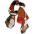 [Mikyu] レディース お洒落 スカーフ ストール 薄手 大判サイズ シフォンロング シヨール 秋春冬 暖かい 防寒 彼女 贈り物 ギフト 母の日 クリスマス 誕生日プレゼント 180cmx90cm エレガント 復古風 和柄 花柄 和風 C41
