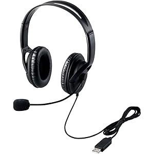 エレコム ヘッドセット マイク USB 両耳 オーバーヘッド 片出しケーブル 1.8m HS-HP28UBK