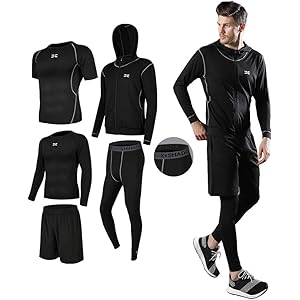 メンズ コンプレッションウェア セット トレーニングウェア 5点セット 通気防臭 スポーツウェア ランニングウェア パー…