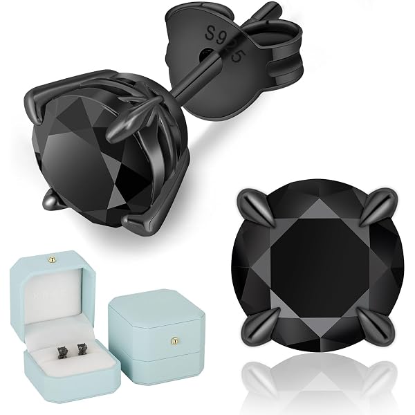 Amazon | プラチナ ブラックダイヤ 片耳 BD0.25ct 4mm | ピアス 通販