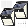 BINGONE 220LED センサーライト ソーラーライト 3面発光 2800ｍAh 大容量 IP65防水 屋外照明 人感センサー 3つ点灯モード 防犯ライト 両面テープ付き 自動点灯 太陽光発電 ガーデンライト 屋外/玄関/廊下/軒先/駐車場 防
