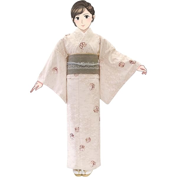 Amazon | [京都室町st．] 洗える着物 単衣 小紋 半幅帯 セット 着物