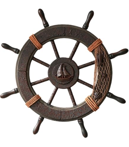 Amazon.co.jp: heizi 船 舵 インテリア 舵輪 錨 置物 海 海賊 オブジェ