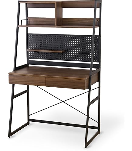 JKプラン 2WAY パソコンデスク 上部収納 木製 本棚付き ワーキング