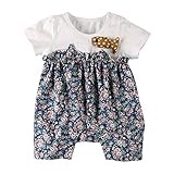 Baby Nest 夏 ベビー服 半袖ロンパース お花柄 女の子 コットン100% ネイビー 18-24M