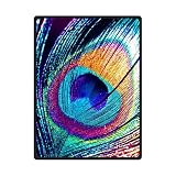 Peacock Feather Mysterious Soft Fleece Blankets and throws 58 X 80 inch (Large) Christmas gift by Bl
