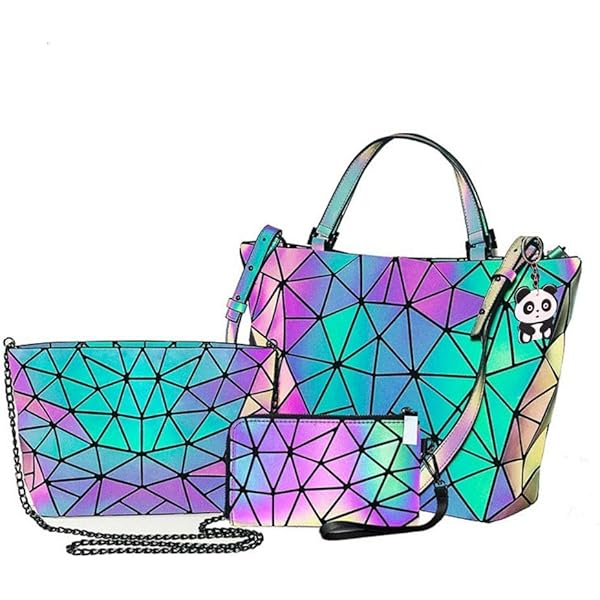 Amazon | 幾何学ホログラフィックハンドバッグ 女性用 魔法のような