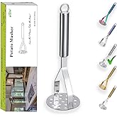 Berglander Stainless Steel Potato Masher - Heavy Duty Metal Ricer, Food Utensil for Vegetables and Fruits - Heat Resistant, D