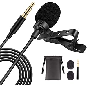 【2019年最新版】ミニクリップマイク コンデンサーマイク ピンマイク 高音質 ミニマイク クリップ付きミニスマホマイク iPhone/iPad/Androidなど機器 PCにも対応 3.5mmプラグ 1.5mケーブル 収納袋付属【1年安心保障付き】